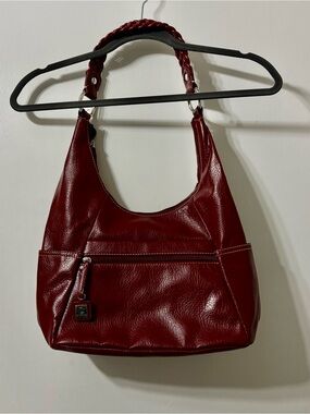 Classic Red Faux Leather Shoulder Bag -